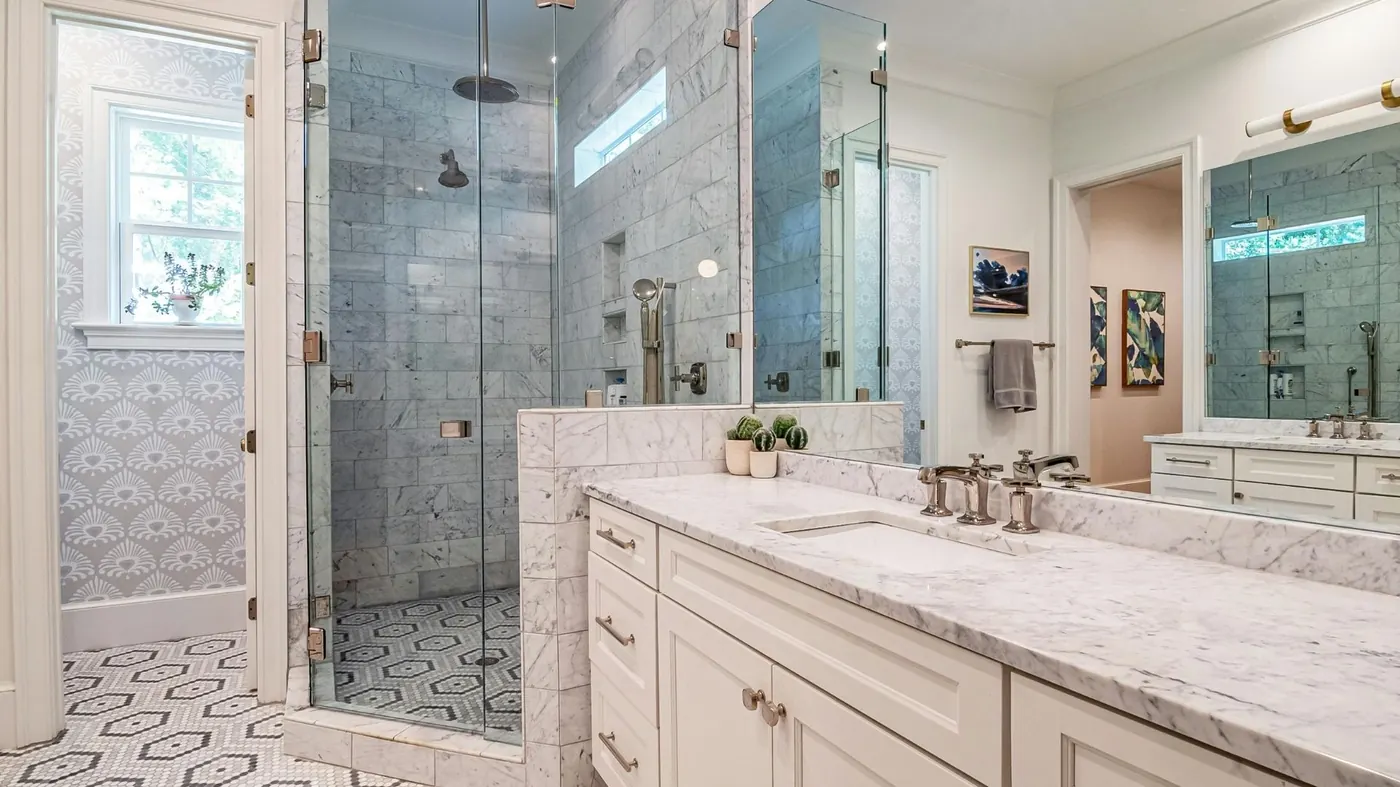 Tile shower bathroom renovation by JPK Construction near Presque Isle ME