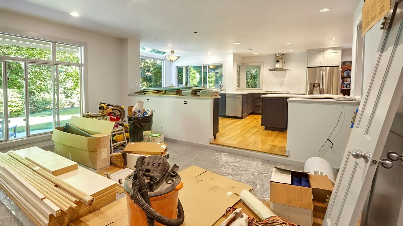 Open kitchen renovation progress by JPK Construction near Presque Isle ME